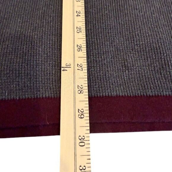 Eddie Bauer Merino Wool Blend Sweater with waffle knit Front Burgundy Gray XLT - Picture 11 of 13